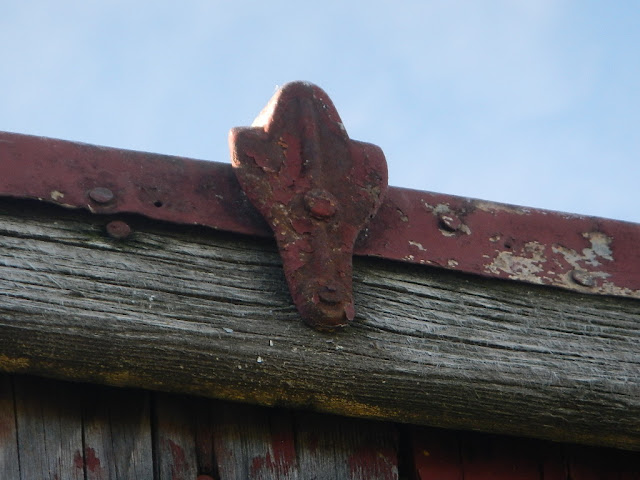 old wood train car metal roof detail trim