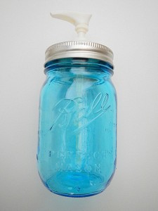 Ball blue glass mason jar soap or lotion dispenser